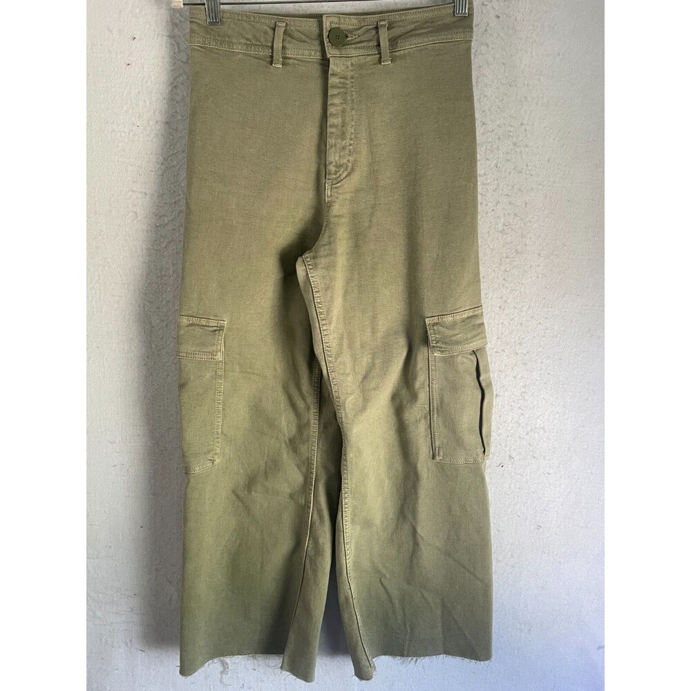 Zara Baggy Jeans High Rise Green Denim Women’s 6 Cargo pockets